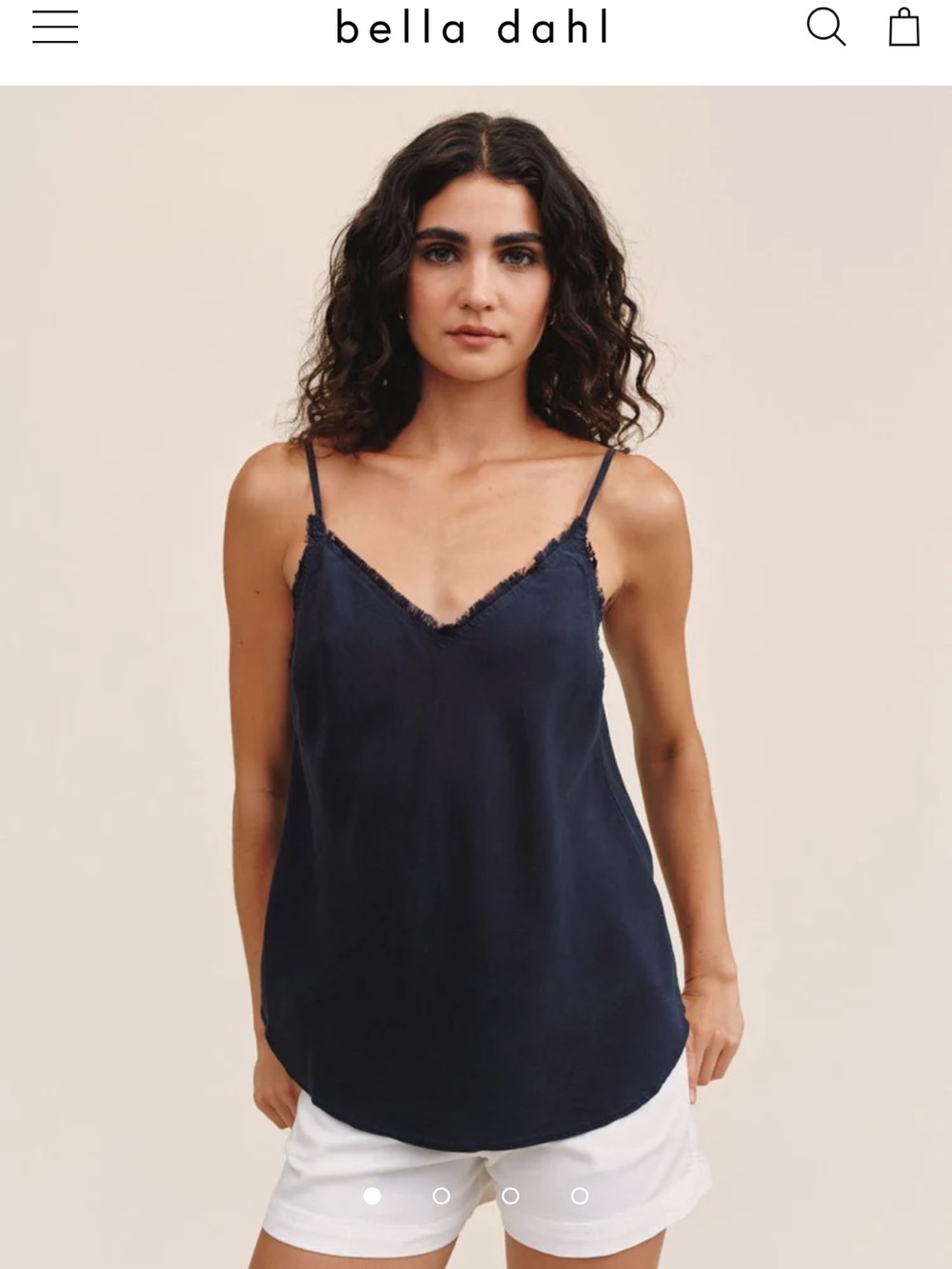 Bella Dahl Navy Frayed V-Neck Tencel Cami